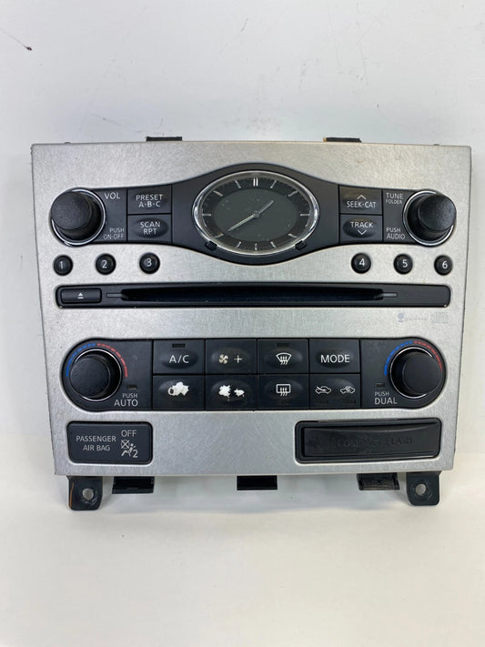 08-13 INFINITI G37 RADIO CD AC CLIMATE CONTROL PANEL WITH CLOCK OEM 25391-JK64B