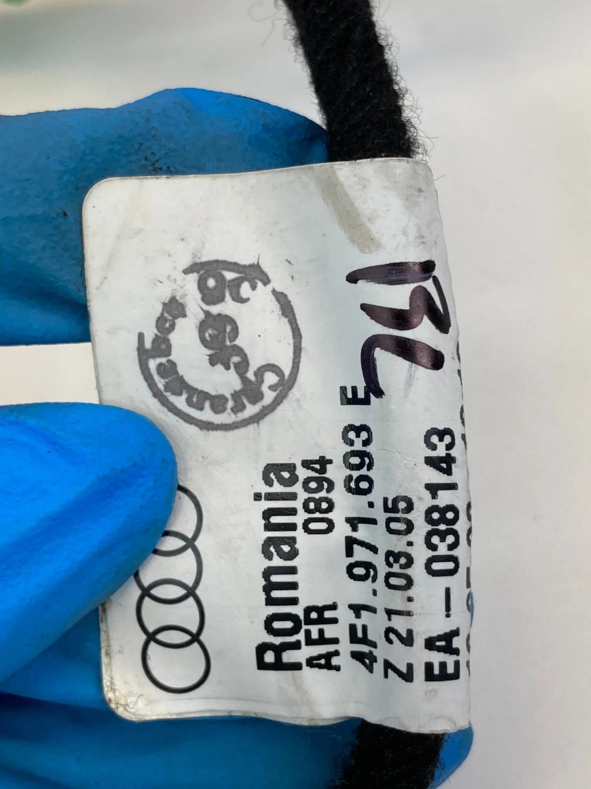 2005-2011 AUDI A6 QUATTRO REAR RIGHT DOOR WIRING WIRE HARNESS 4F1971693E OEM