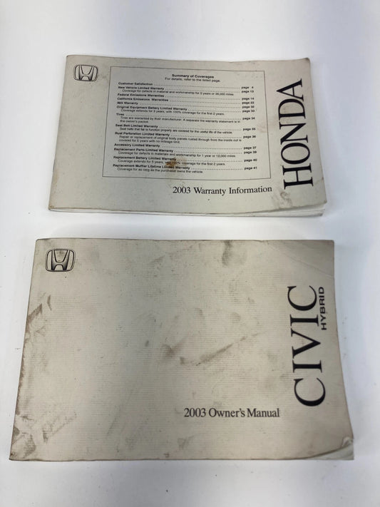 2003 03 HONDA CIVIC HYBRID OWNERS MANUAL GUIDE BOOK WARRANTY INFORMATION OEM