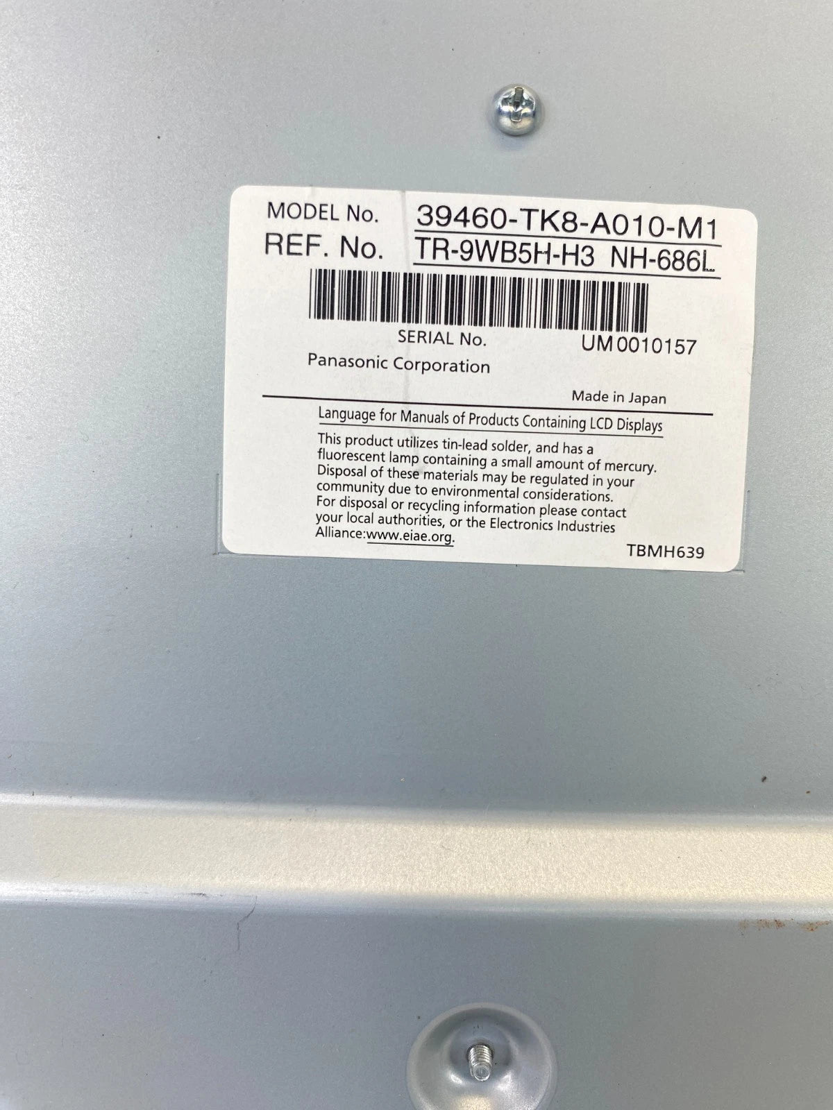 2011-2013 HONDA ODYSSEY ROOF REAR ENTERTAINMENT DVD DISPLAY SCREEN 39460-TK8-A01
