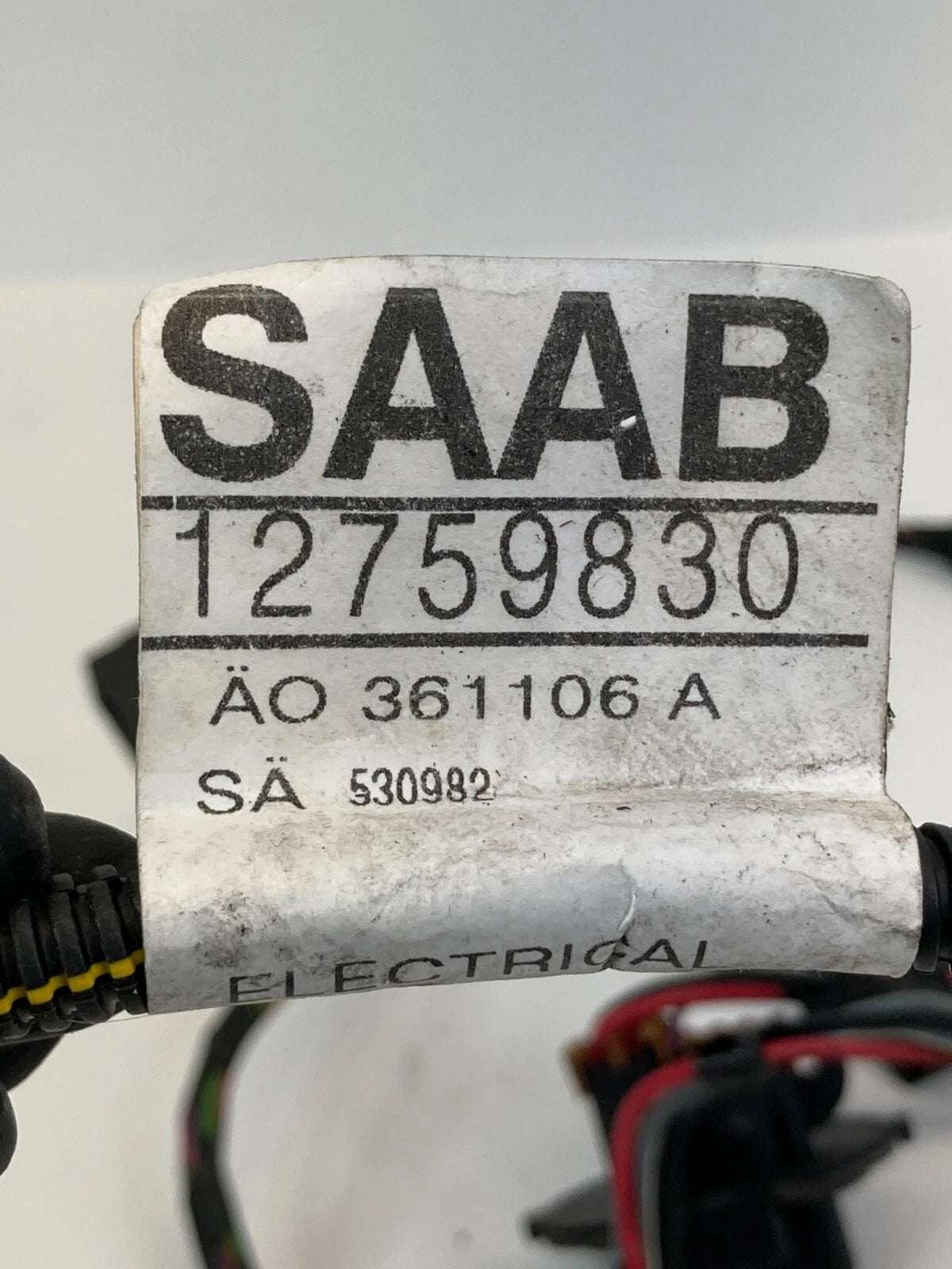 2003-2011 SAAB 9-3 93 SEDAN REAR LEFT SIDE DOOR HARNESS WIRE WIRING 12759830 OEM