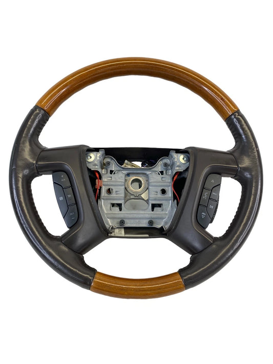2009-2012 BUICK ENCLAVE GMC ACADIA STEERING WHEEL W/ LEATHER WOODGRAIN OEM
