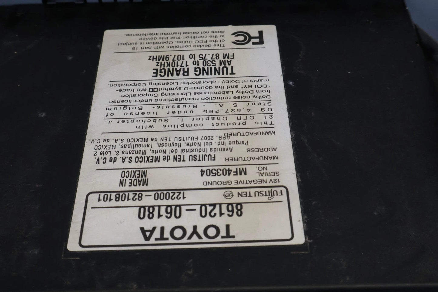 07-09 TOYOTA CAMRY RADIO CD PLAYER MP3 AUX W/ CLIMATE CONTROL 86120-06181 OEM