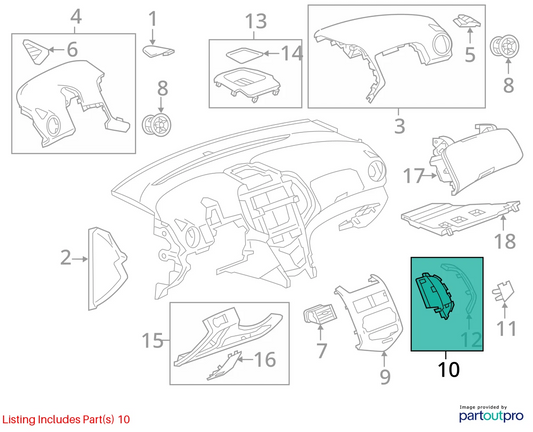 2012-2016 CHEVROLET SONIC DASH FRONT LEFT CENTER COMPARTMENT BOX PANEL 95952556