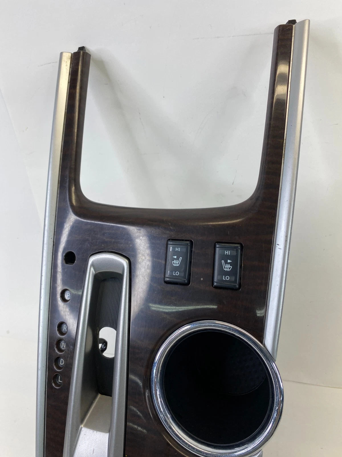 2013-2016 NISSAN PATHFINDER CENTER CONSOLE SHIFT SHIFTER BEZEL CUP HOLDER WOOD