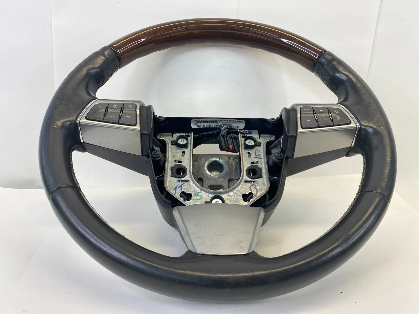 2011 CADILLAC SRX STEERING WHEEL WITH CONTROLS WOOD BLACK LEATHER 20981140 OEM