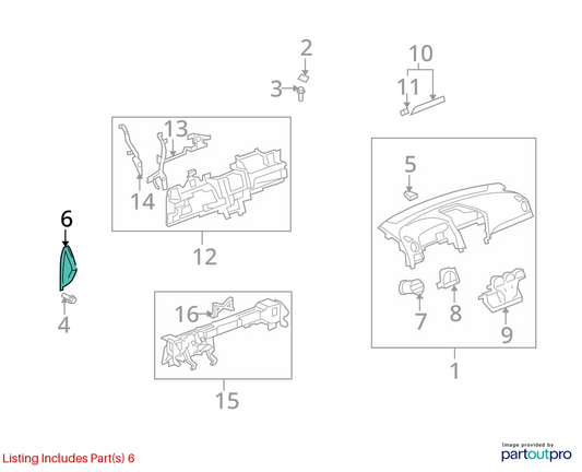 2012-2015 CHEVROLET CAPTIVA SPORT LEFT DRIVER SIDE DASH END CAP COVER 96835001