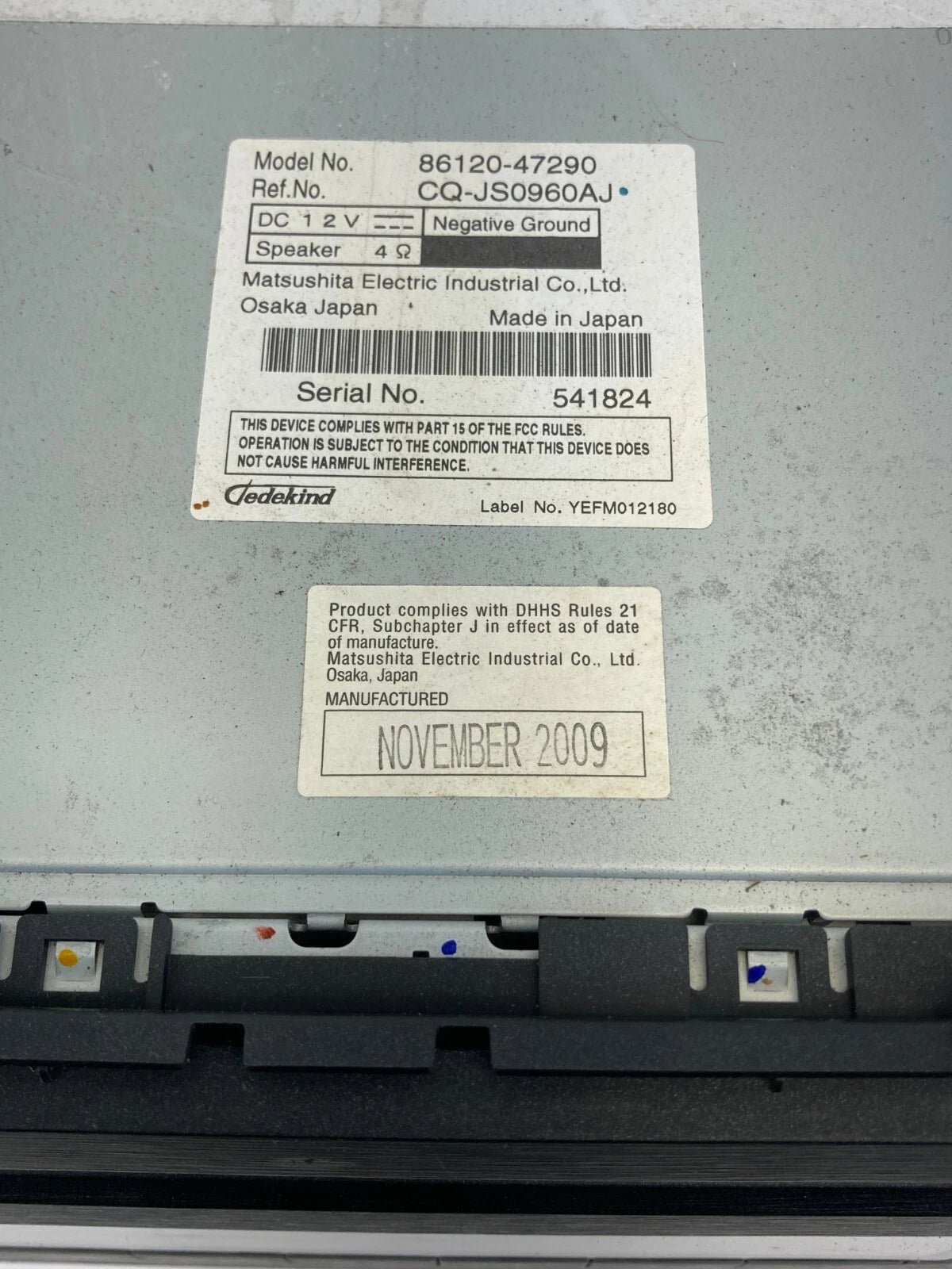 10 11 TOYOTA PRIUS AM FM RADIO CD DISC RECEIVER AUDIO PLAYER UNIT 861204729 OEM