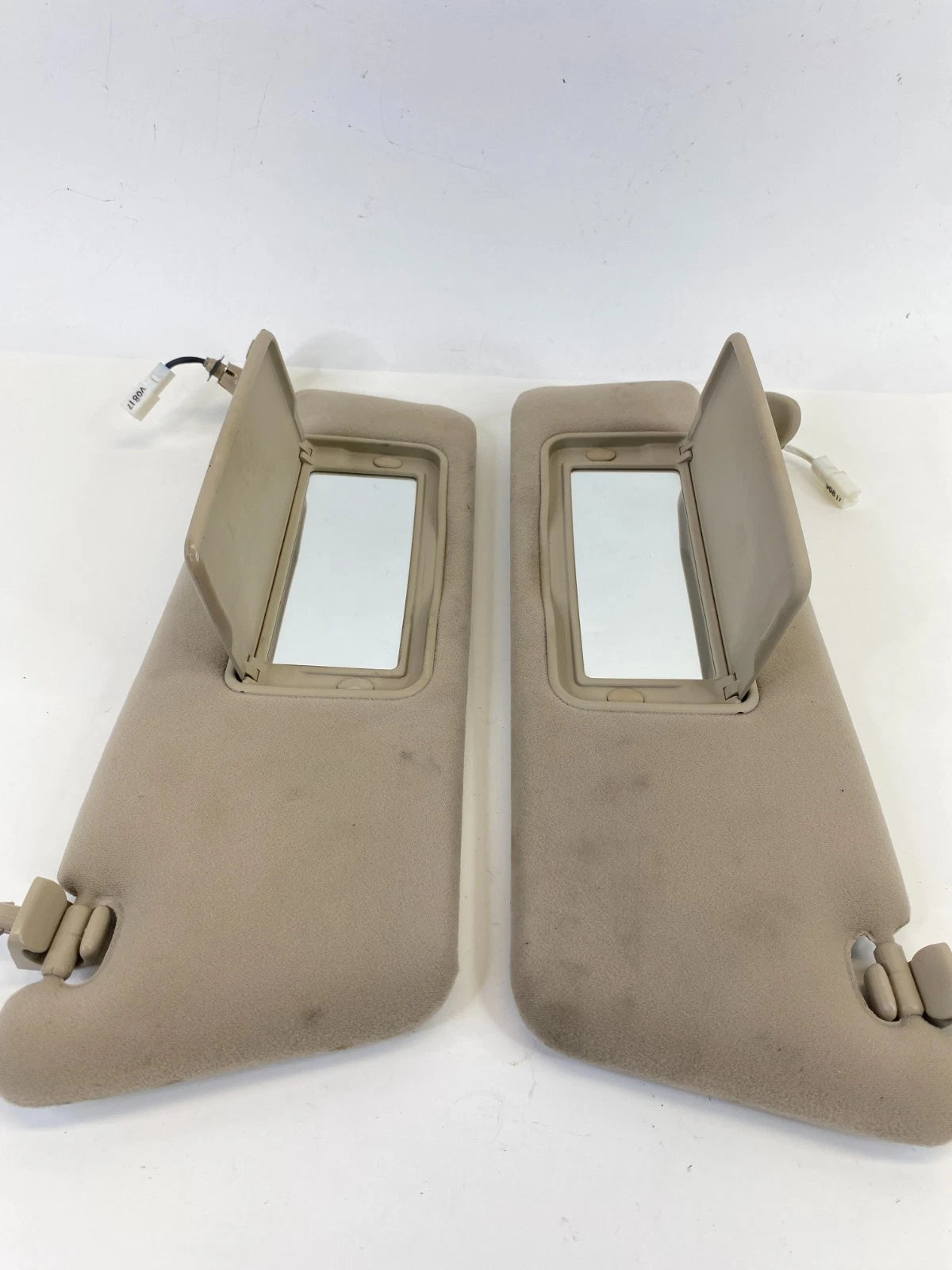 2002 2003 Lexus ES300 Front RH LH Roof Sun Visor Beige Set Pair w/ Clips OEM