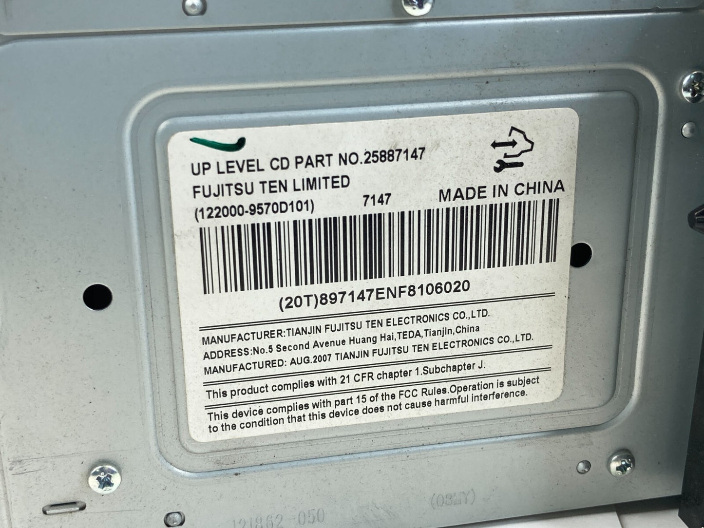 2008 08 Chevrolet Impala Radio Receiver AM/FM CD Disc Player 25887147