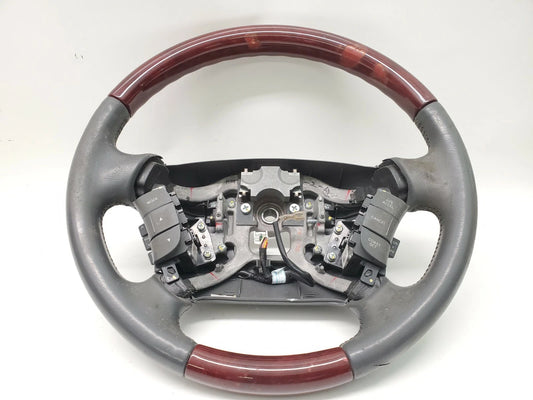 2007 2008 HYUNDAI AZERA STEERING WHEEL W/ CONTROLS GREY LEATHER WOOD OEM