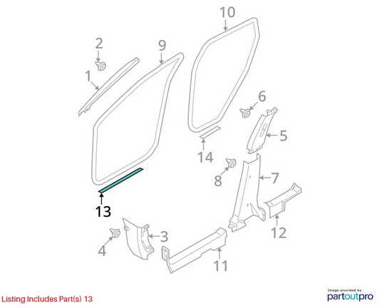 08-13 NISSAN ROGUE FRONT RIGHT SIDE DOOR SILL SCUFF PLATE STEP TRIM 769B0-JM00A