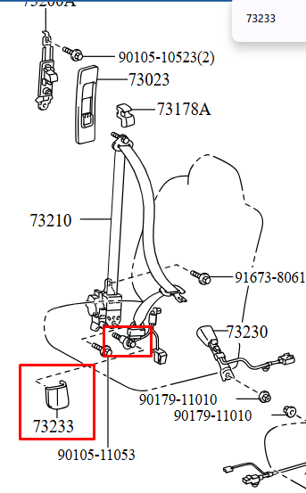 2008-2015 Scion xB Front Right Passenger Lap Seat Belt Anchor Cover 73233-12030