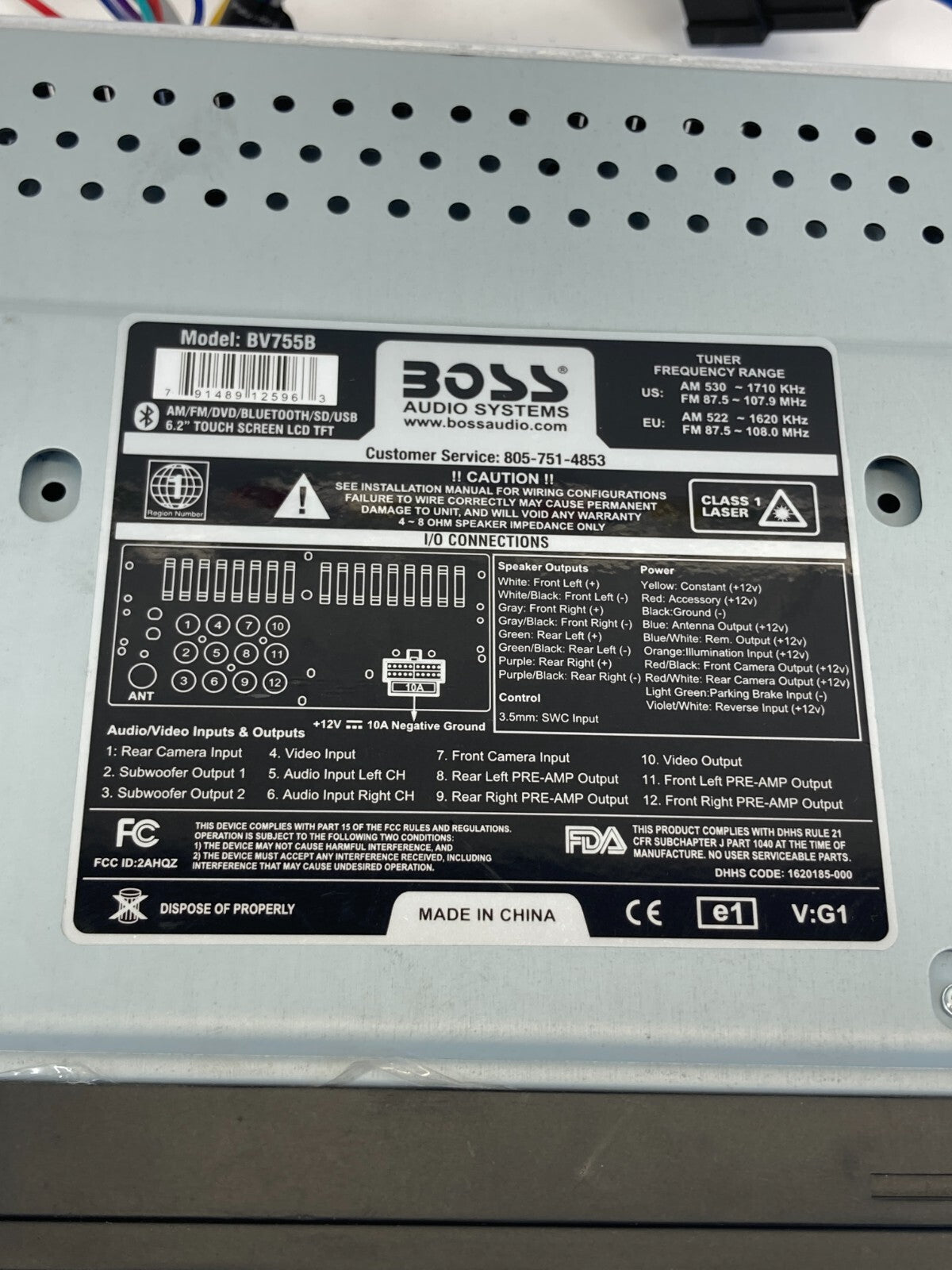 Boss Audio BV755B DVD Player Receiver Bluetooth Double-DIN, 6.2" Touchscreen