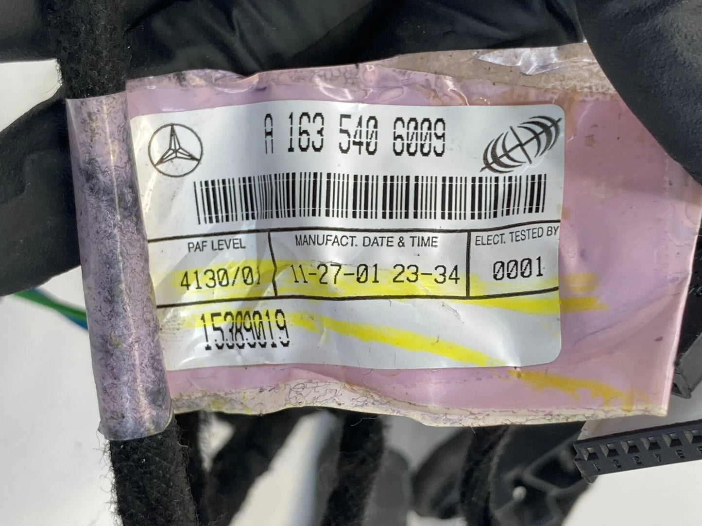 98-03 MERCEDES-BENZ ML 320 FRONT RIGHT SIDE DOOR HARNESS WIRE WIRING 1635406009