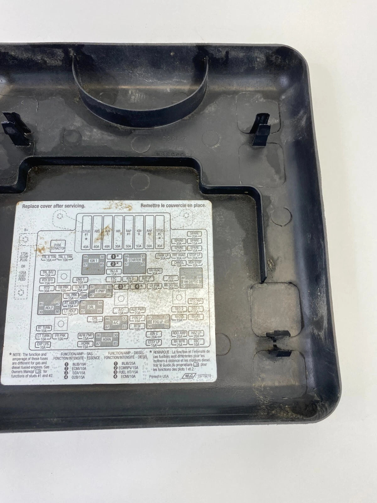 2000 GMC YUKON 5.3L 16V A/T ENGINE FUSE RELAY BOX COVER CAP LID 15770210 OEM