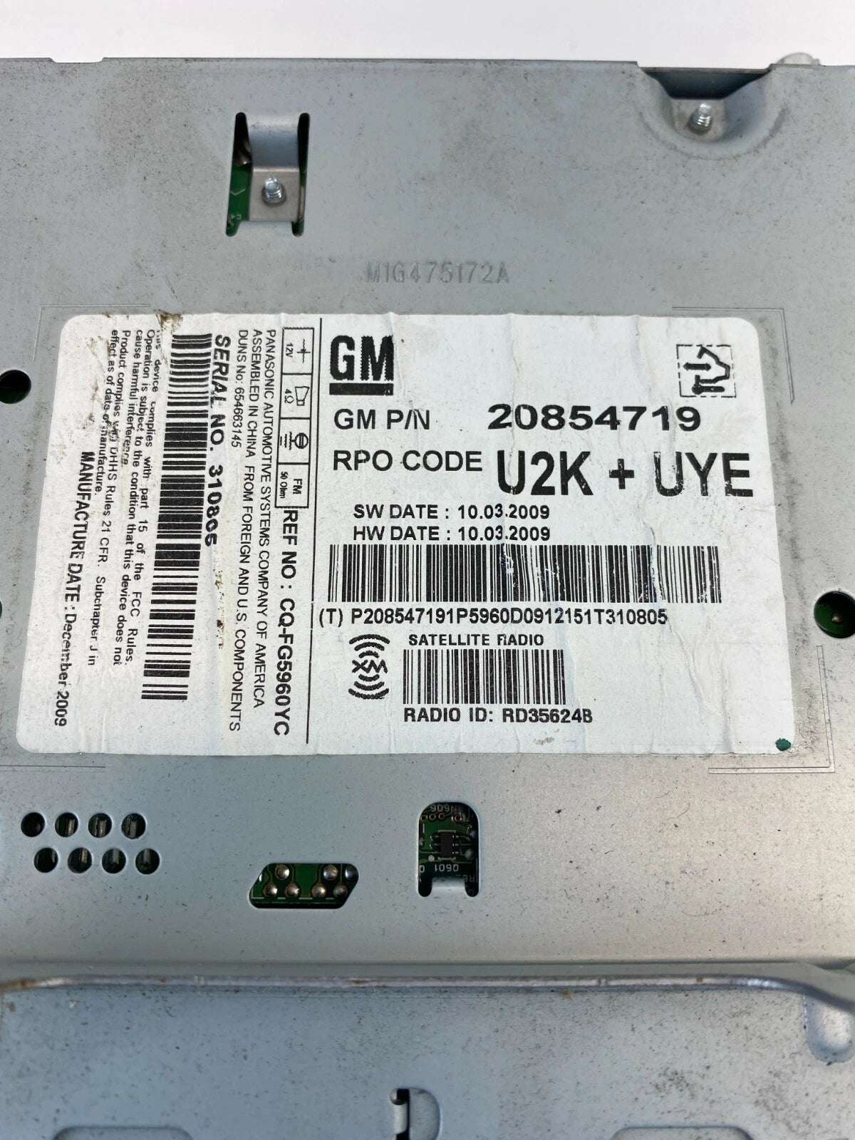 2010 CHEVY EQUINOX GMC TERRAIN AM FM CD PLAYER RADIO RECEIVER 20854719 OEM