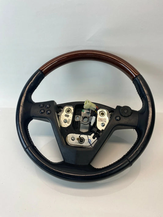 2004-2007 CADILLAC CTS LEFT STEERING WHEEL W/ AUDIO SWITCH LEATHER WOOD 21994384