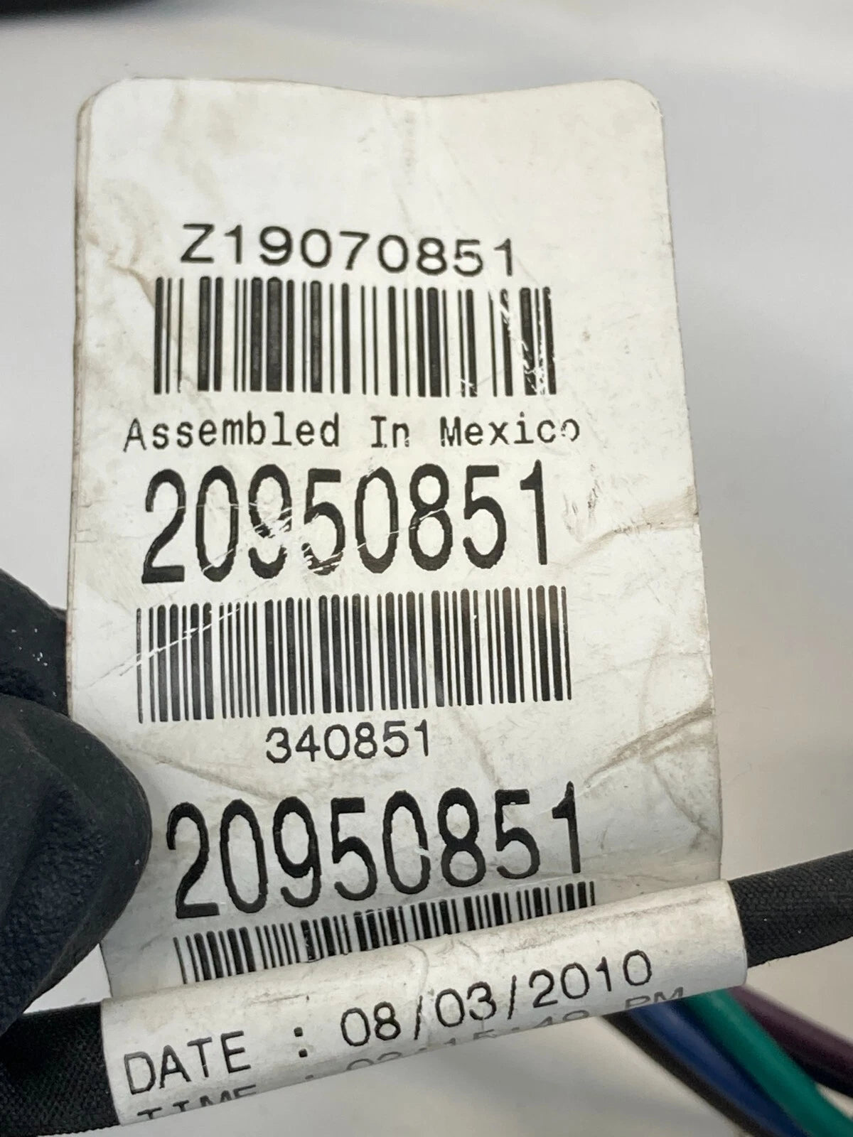 2011 2012 CHEVROLET MALIBU REAR RIGHT SIDE DOOR WIRING HARNESS 20950851 OEM