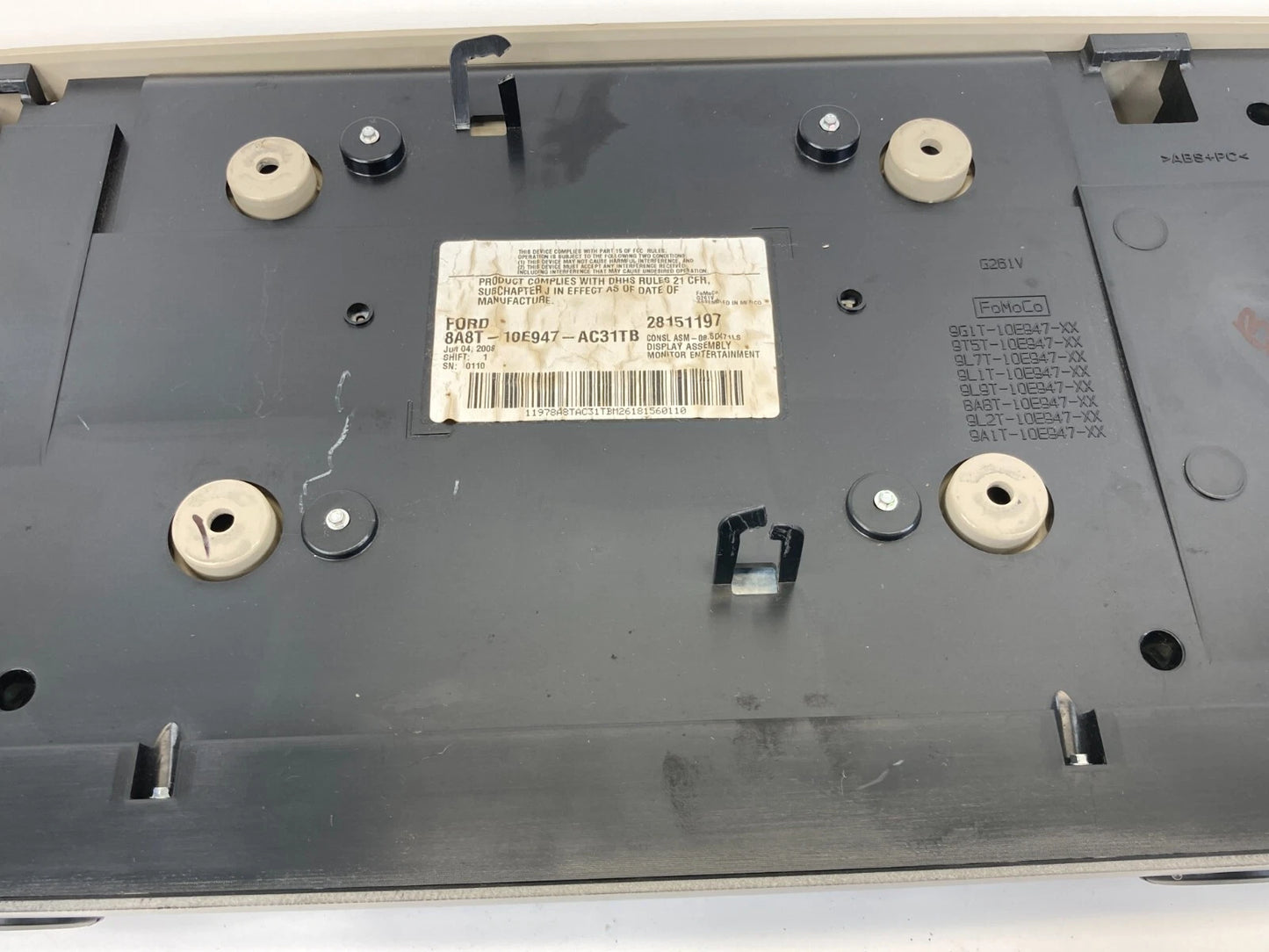 2009 2010 FORD FLEX REAR OVERHEAD DVD PLAYER DISPLAY SCREEN 8A8T-10E947-AC31TB