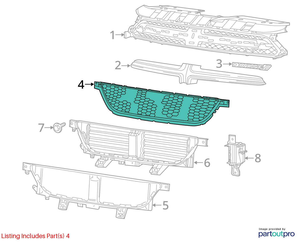 13-16 DODGE DART FRONT BUMPER CENTER LOWER GRILL GRILLE ASSEMBLY 68081409AA OEM