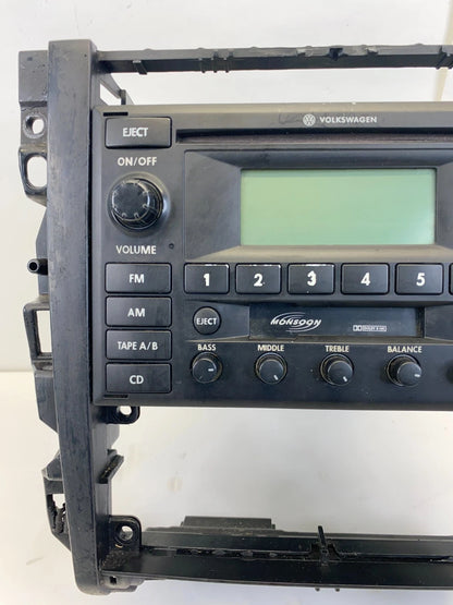 2002-2005 VW JETTA RADIO STEREO CD CASSETTE PLAYER WITH DASH BEZEL OEM 982243020