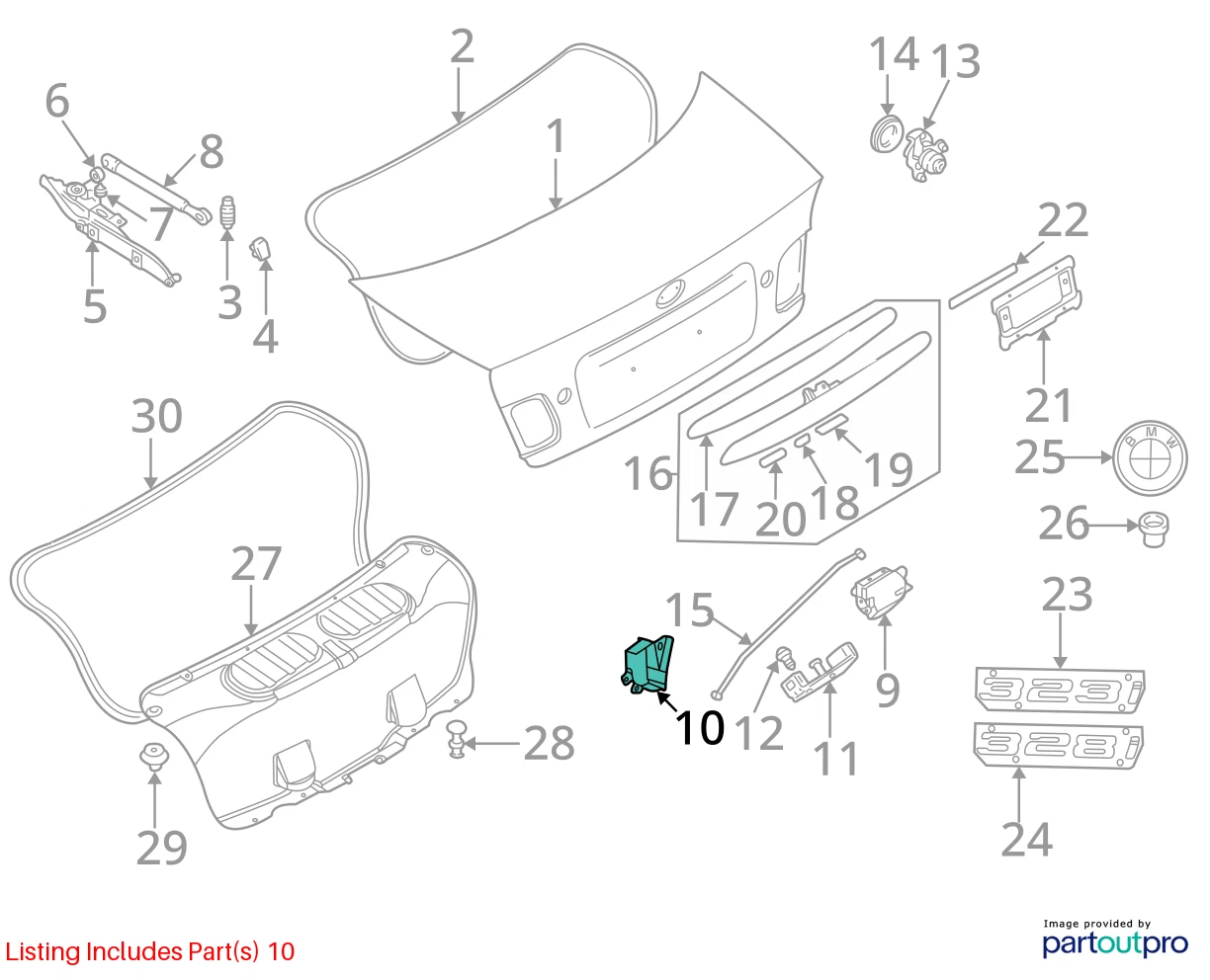 2001-2005 BMW 330XI 325I 325XI TRUNK LID LOCK LATCH COVER TRIM 51-24-8-234-693