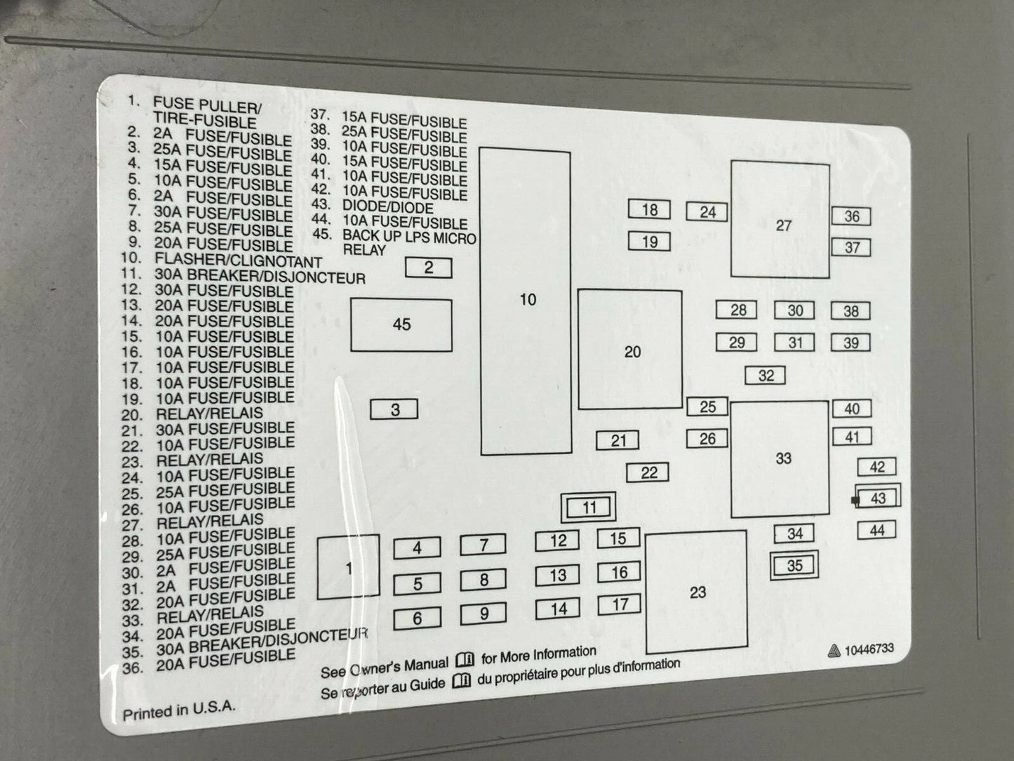 02-07 BUICK RENDEZVOUS INTERIOR CABIN DASH RIGHT FUSE BOX LID DOOR TRIM 10429958