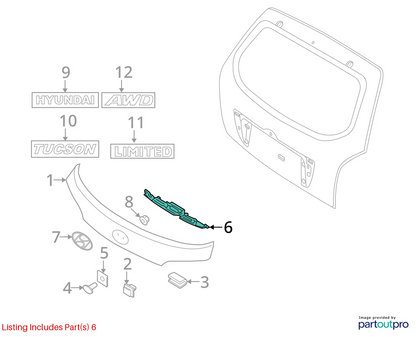 2010-2015 HYUNDAI TUCSON TRUNK TAILGATE LOWER GARNISH BEZEL 873722S000 OEM