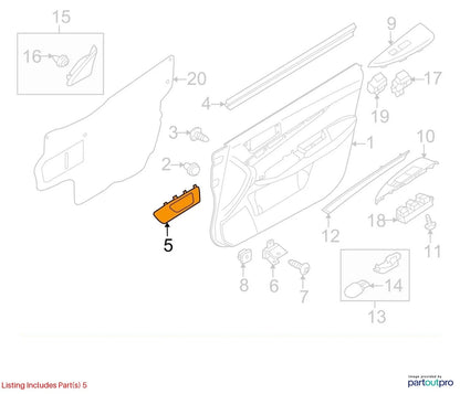 2010-2014 SUBARU LEGACY FRONT LEFT SIDE INTERIOR DOOR HANDLE BEZEL 94236AJ03A