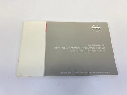 2005 NISSAN ALTIMA OWNER'S MANUAL & WARRANTY INFORMATION GUIDE BOOK W/ CASE OEM