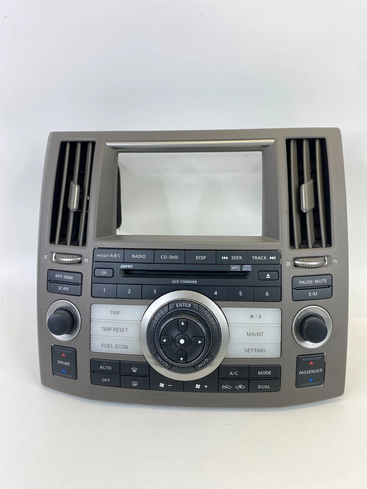 06-08 INFINITI FX35 DASHBOARD RADIO NAVIGATION PLAYER CLIMATE CONTROL BEZEL TRIM