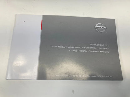2008 NISSAN ALTIMA WARRANTY INFORMATION BOOKLET GUIDE MANUAL W/ CASE OEM