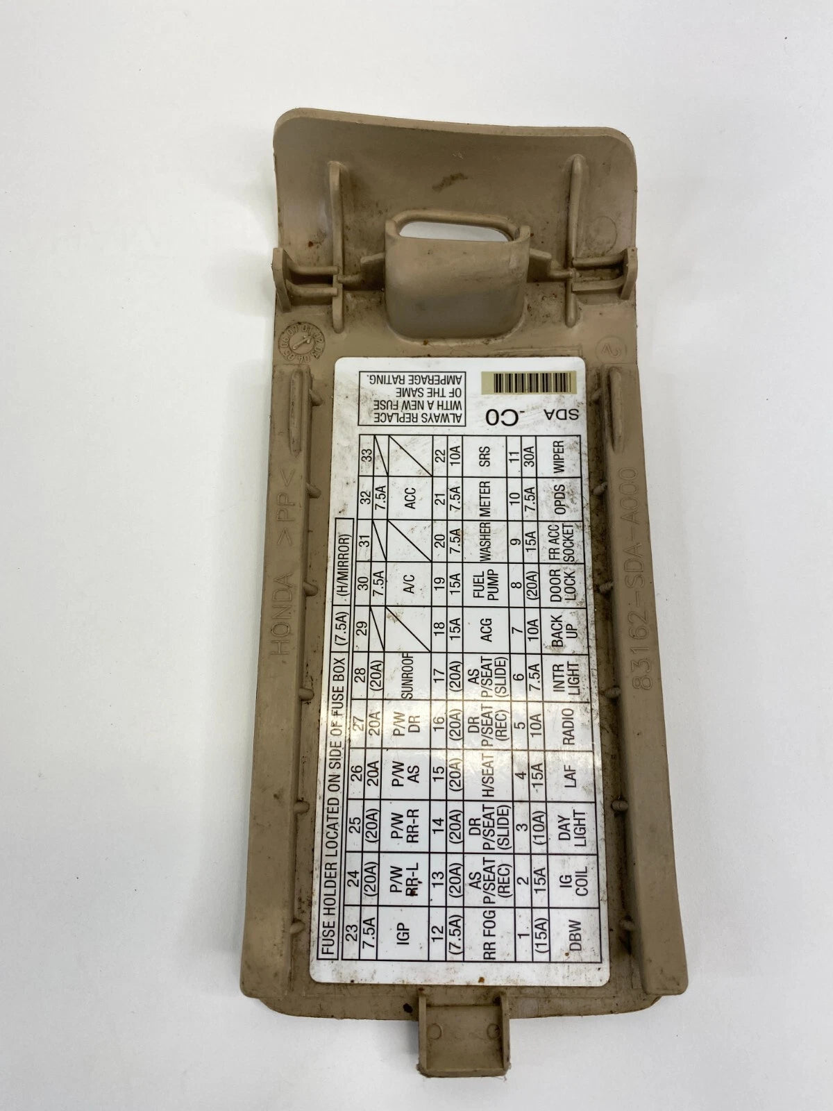 2003-2007 HONDA ACCORD LEFT LOWER FUSE BOX COVER LID BEZEL TRIM 83162-SDA-A000