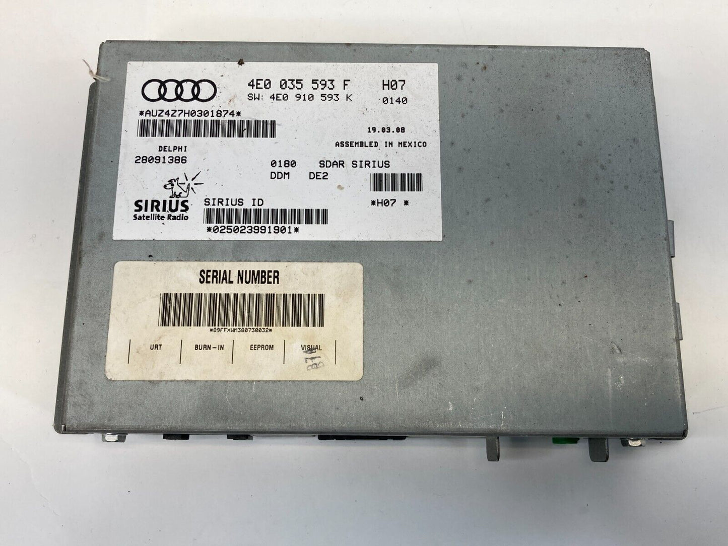 06 07 08 09 10 11 Audi A6 Satellite Radio Receiver Control Module 4E0035593F