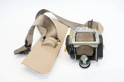 06-11 KIA RIO FRONT LEFT DRIVER SEAT BELT RETRACTOR WITH B-PILLAR TRIM BEIGE OEM