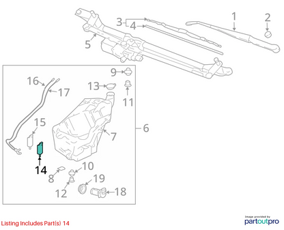 2005 2005 2006 2007 2008 2009 SAAB 9-7X FRONT WASHER FLUID PUMP 10386722