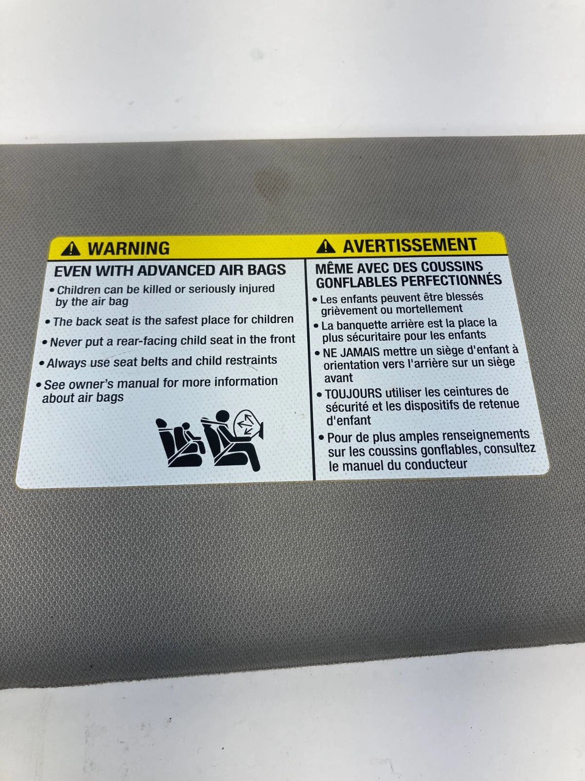 05-12 NISSAN ARMADA FRONT RIGHT PASSENGER LIGHTED SUNVISOR SUN VISOR GRAY OEM