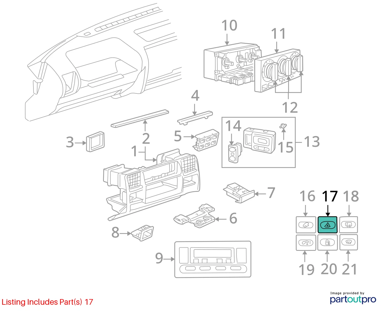 03 04 LAND ROVER DISCOVERY HAZARD WARNING LIGHT CONTROL SWITCH BUTTON YUG000730P