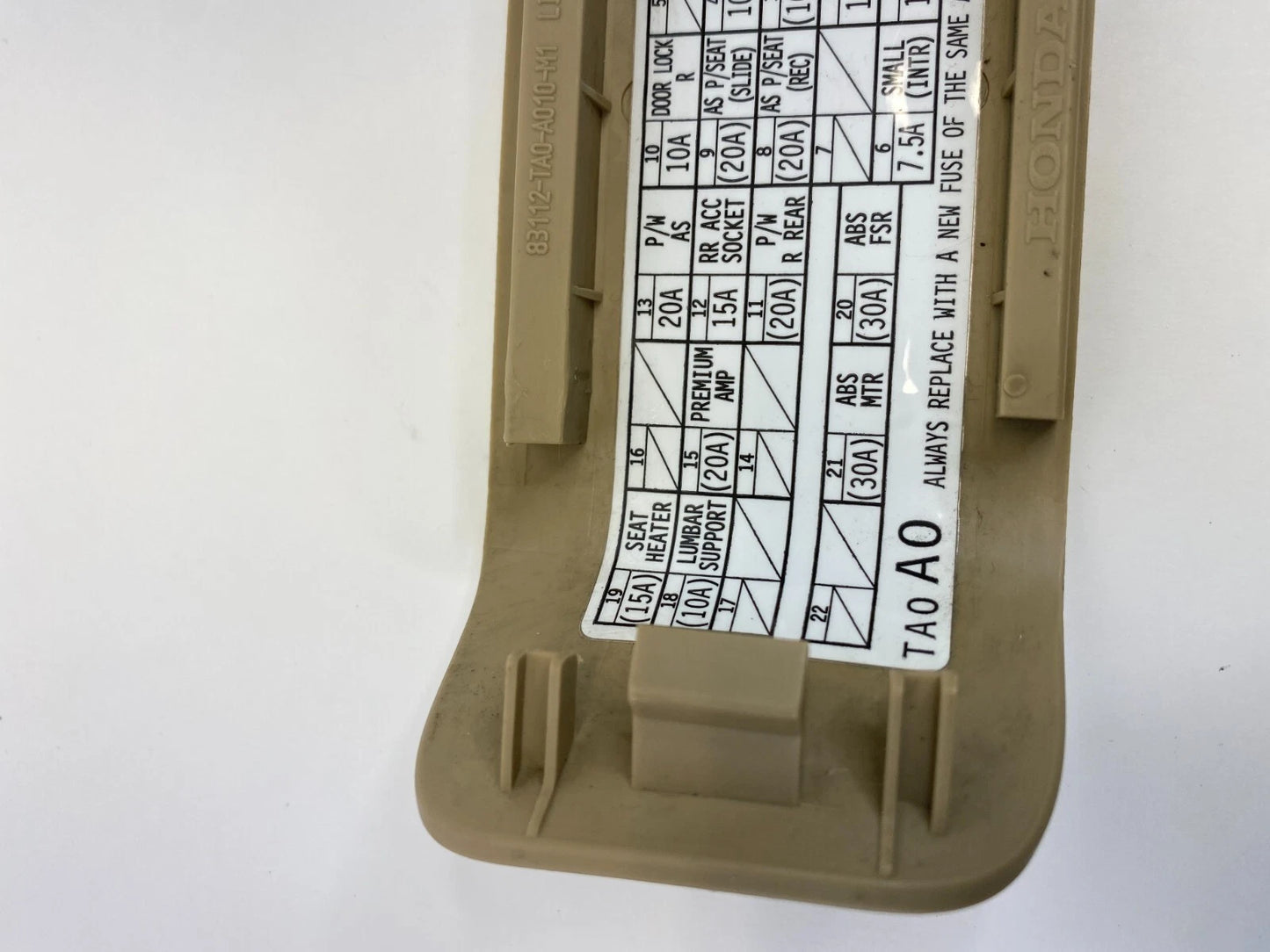 08-12 HONDA ACCORD DASH RIGHT LOWER FUSE BOX LID DOOR COVER 83112-TA0-A010 OEM