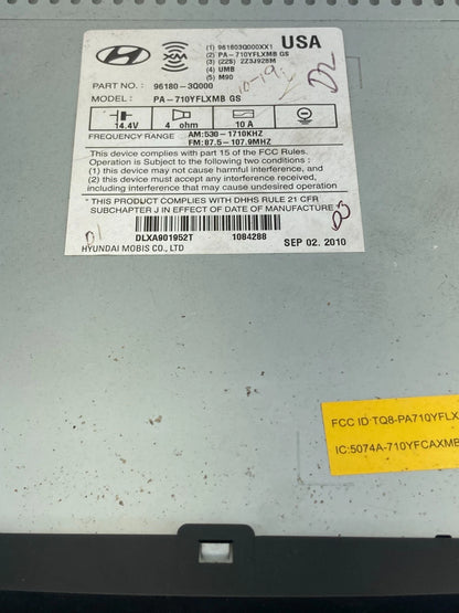 2011 HYUNDAI SONATA RADIO RECEIVER CD PLAYER UNIT ASSEMBLY 96180-3Q000 OEM