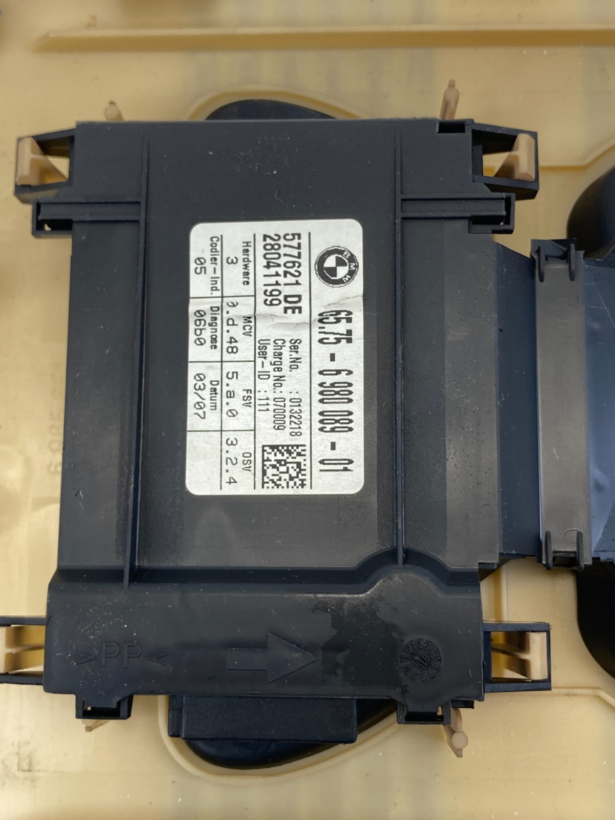 2004-2007 BMW 525i Ultra Sonic Alarm Sensor Control Module w/ Cover 6575-6980089