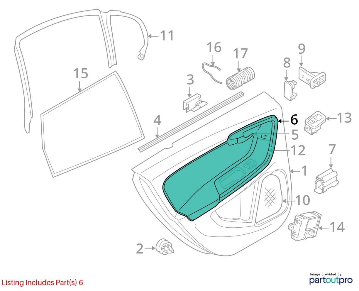 2011-2018 VOLVO S60 REAR RIGHT SIDE DOOR HANDLE TRIM MOLDING ASSEMBLY 8635882