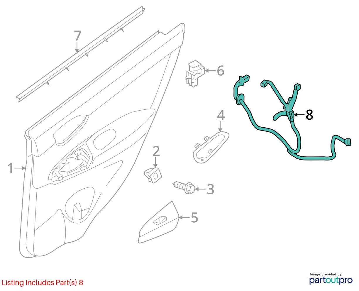 2013-2019 NISSAN SENTRA REAR RIGHT SIDE DOOR WIRING HARNESS WIRE 241263SG0A OEM