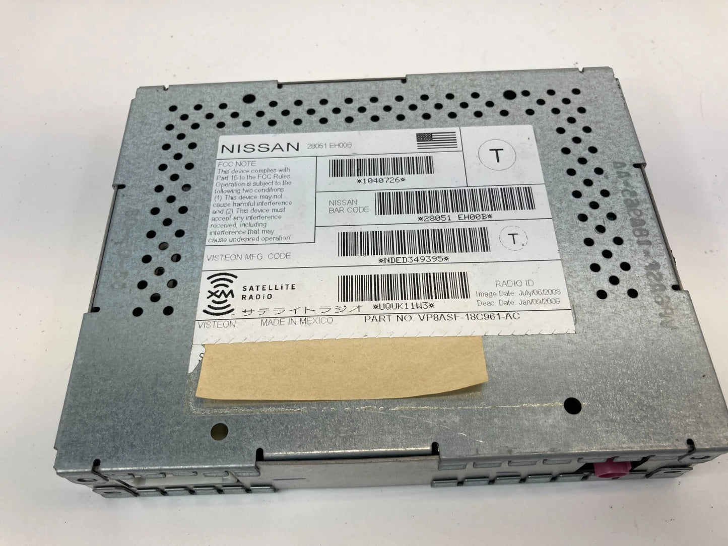 2007-2012 NISSAN ALTIMA SATELLITE RADIO TUNER CONTROL MODULE UNIT 28051EH00B OEM