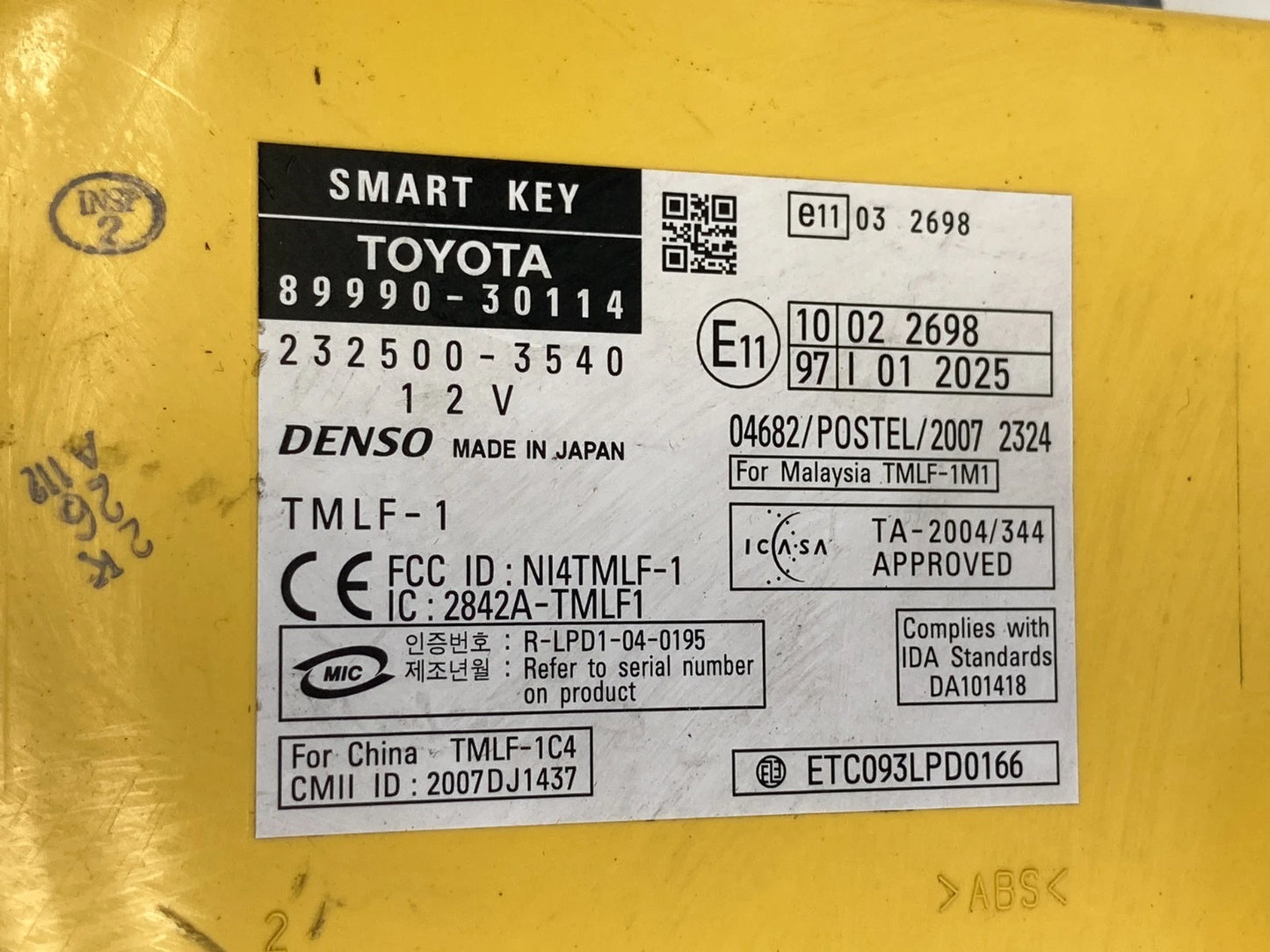 2008 LEXUS GS350 GS450H GS460 SMART KEY ANTI-THEFT LOCK CONTROL MODULE 899903011
