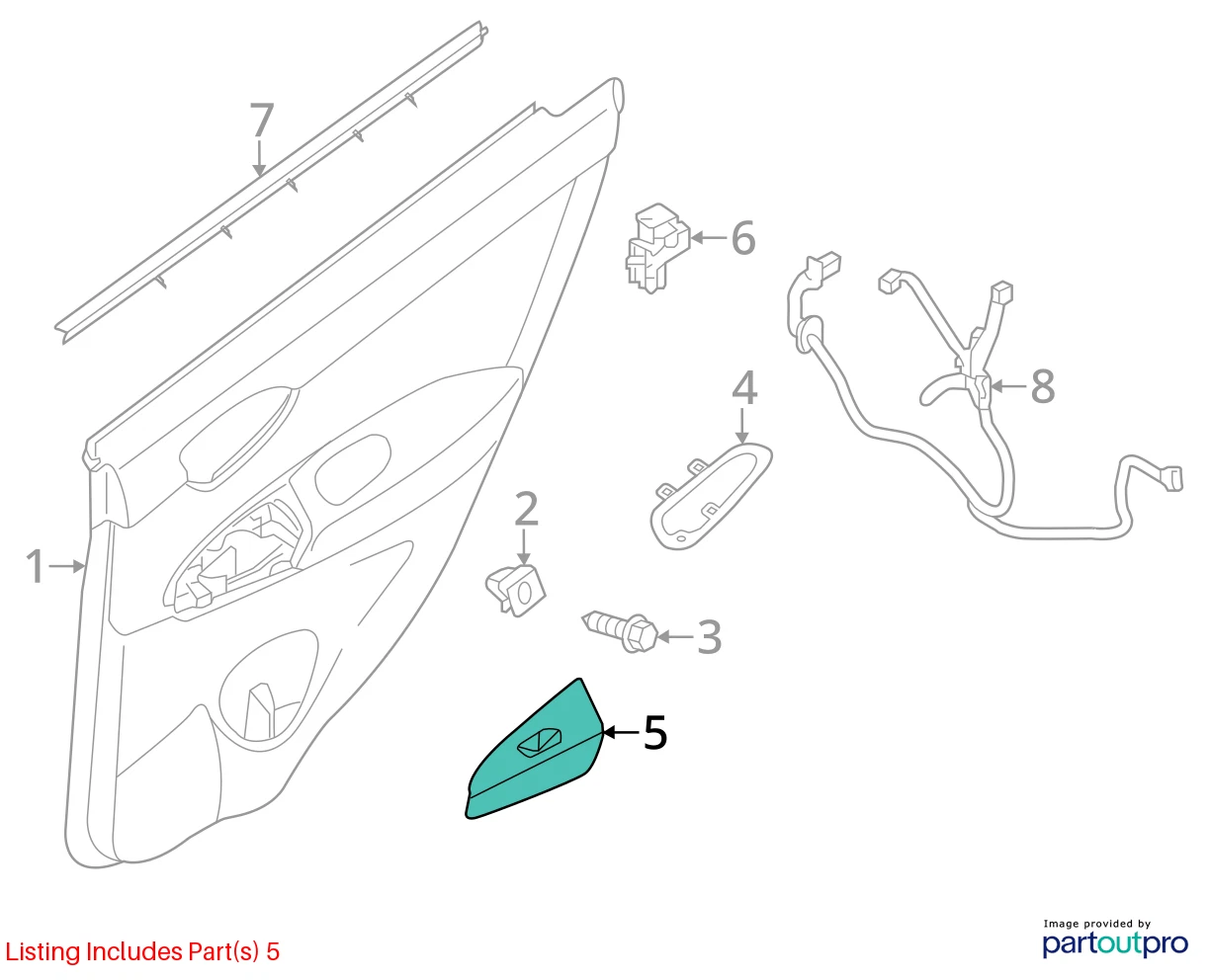 13-16 NISSAN SENTRA REAR RIGHT DOOR WINDOW CONTROL SWITCH W BEZEL OEM 829603SG0A