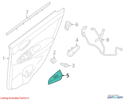 13-16 NISSAN SENTRA REAR RIGHT DOOR WINDOW CONTROL SWITCH W BEZEL OEM 829603SG0A