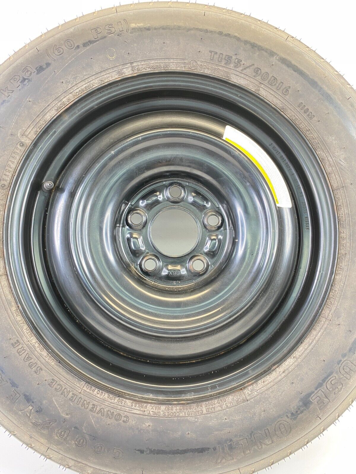 2008-2013 Nissan Rogue Wheel Rim Emergency Spare Tire Compact Donut T155/90D16