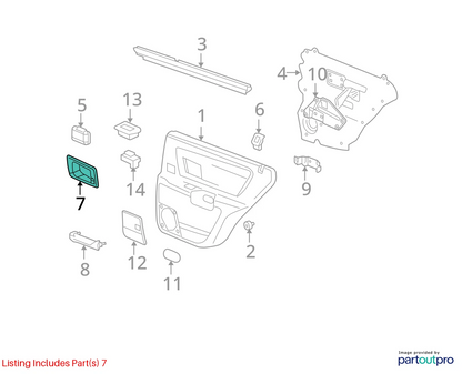 04-06 SRX 03-07 CADILLAC CTS REAR LEFT DOOR INNER HANDLE BEZEL TRIM 25752965 OEM